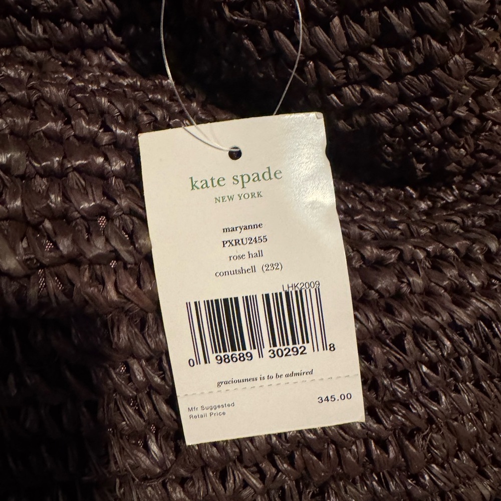 Kate Spade Espresso Woven Shoulder Bag - size 16x10x6 strap another 9 inches new - Picture 5 of 6